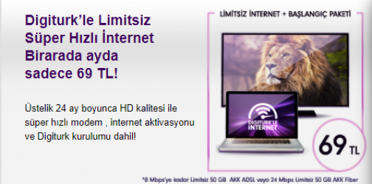 Digiturk & Superonline İnternet 69 TL